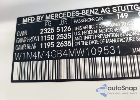2021 Mercedes-Benz Glb 250 from USA, damaged, VIN W1N4M4GB4MW109531